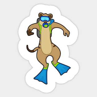 Meerkat at Diving with Swimming goggles Sticker